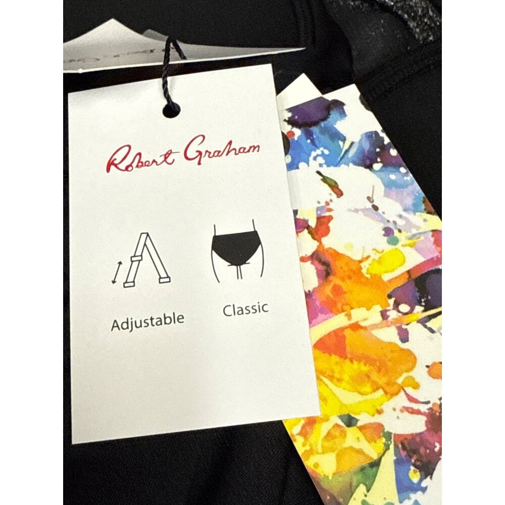 Robert Graham Swimsuit One Piece Women's Size 8 Black Metallic Sleek Designer - Picture 12 of 12